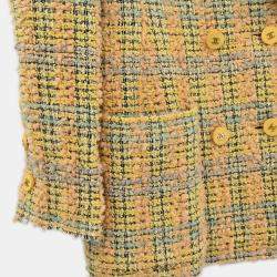 Pre Owned Chanel Double Breasted Jacket Tweed Yellow 94A #36