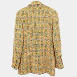 Pre Owned Chanel Double Breasted Jacket Tweed Yellow 94A #36