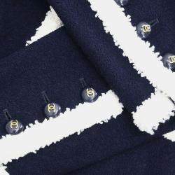 Pre Owned Chanel Collarless Jacket Navy 95C #44