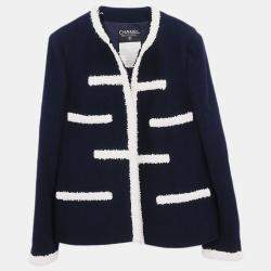 Pre Owned Chanel Collarless Jacket Navy 95C #44