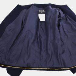 Pre Owned Chanel Collarless Jacket Navy 95C #44