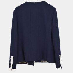 Pre Owned Chanel Collarless Jacket Navy 95C #44