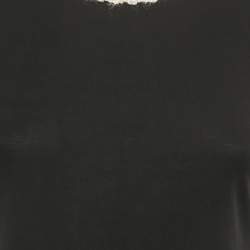 Pre Owned Chanel Black Braided Trim Jersey T-Shirt S