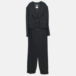 Pre Owned Chanel Setup Jacket Pants Black FR 38