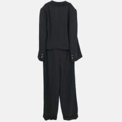 Pre Owned Chanel Setup Jacket Pants Black FR 38