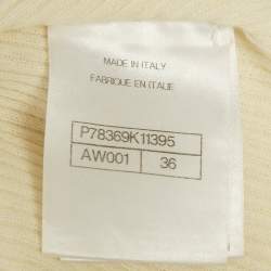 Pre Owned Chanel Cream Logo Embroidered Rib Knit Top S