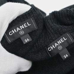 Pre Owned Chanel Setup Suit Cropped Top Pants Skirt Black #34
