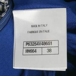 Pre Owned Chanel Blue /White Tweed Frayed Hem Mini Shorts M