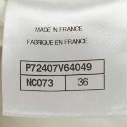 Pre Owned Chanel White Tweed Open Front Jacket S