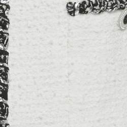 Pre Owned Chanel White Tweed Open Front Jacket S