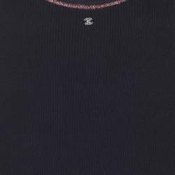 Pre Owned Chanel Navy Blue Rib Knit Sleeveless Midi Dress M