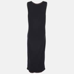 Pre Owned Chanel Navy Blue Rib Knit Sleeveless Midi Dress M