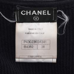 Pre Owned Chanel Navy Blue Rib Knit Sleeveless Midi Dress M