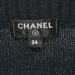 Pre Owned Chanel Navy Blue Cut-Out Chain Cashmere Sweater S