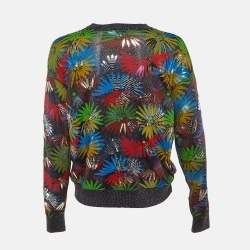 Pre Owned Chanel Multicolor Floral Patterned Metallic Knit Sweater M