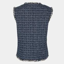 Pre Owned Chanel Blue Tweed Métiers d’art Sleeveless Vest M