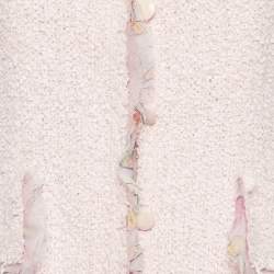 Pre Owned Chanel Pink Silk Trim Tweed Blazer and Skirt Set M