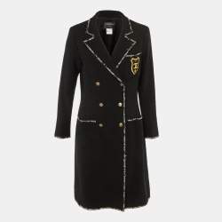 Pre Owned Chanel Black Wool Double Breasted Coat L