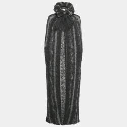 Pre Owned Chanel Multicolor Wool Knit Tie Detail Open Front Long Cape S