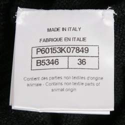 Pre Owned Chanel Black/Metallic Coated Leather Trim Cashmere Cardigan S