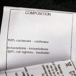 Pre Owned Chanel Black/Metallic Coated Leather Trim Cashmere Cardigan S