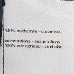 Pre Owned Chanel Black/Metallic Coated Leather Trim Cashmere Cardigan S