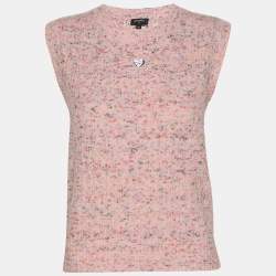 Pre Owned Chanel Pink Wool Blend Sleeveless Tops M