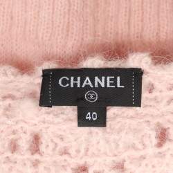 Pre Owned Chanel Pink Wool Blend Embroidered Camisole Top M