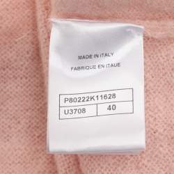 Pre Owned Chanel Pink Wool Blend Embroidered Camisole Top M