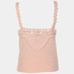 Pre Owned Chanel Pink Wool Blend Embroidered Camisole Top M