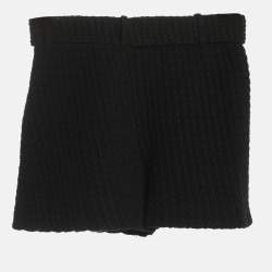 Pre Owned Chanel Black Cotton Knit Belted Shorts S