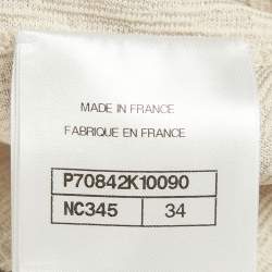 Pre Owned Chanel Light Grey Lamé Textured Knit Mini Dress S