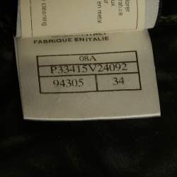 Pre Owned Chanel Navy Blue Jacquard Zip-Up Jacket S