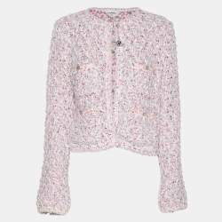 Pre Owned Chanel Pink/Lilac Sequined Tweed Jacket M