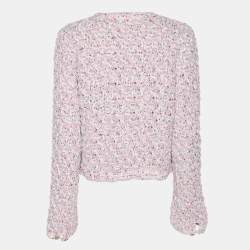 Pre Owned Chanel Pink/Lilac Sequined Tweed Jacket M