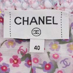 Pre Owned Chanel Pink/Lilac Sequined Tweed Jacket M
