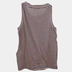 Pre Owned Chanel Sleeveless Tank Top Navy Pink #36