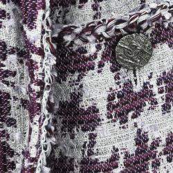 Pre Owned Chanel Single Breasted Collarless Jacket Gray #42