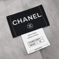 Pre Owned Chanel Single Breasted Collarless Jacket Gray #42