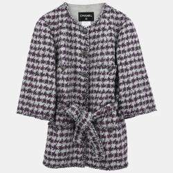 Pre Owned Chanel Single Breasted Collarless Jacket Gray #42