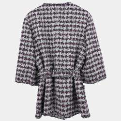 Pre Owned Chanel Single Breasted Collarless Jacket Gray #42