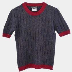 Pre Owned Chanel Ensemble Cardigan Top Navy #36