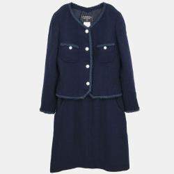 Pre Owned Chanel Setup Suit Jacket Skirt Navy #42
