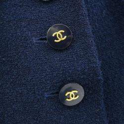 Pre Owned Chanel Single Breasted Jacket Navy #38