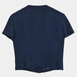 Pre Owned Chanel Single Breasted Jacket Navy #38