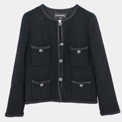 Pre Owned Chanel Single Breasted Jacket Black 08A #36