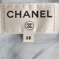 Pre Owned Chanel Blue Tweed Sleeveless Mini Dress M
