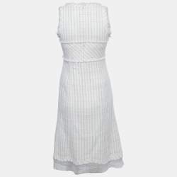 Pre Owned Chanel Pink Tweed  Sleeveless Mini Dress M