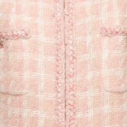 Pre Owned Chanel Pink Tweed Zip-Up Jacket M