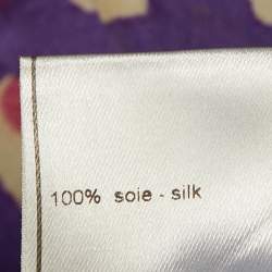 Pre Owned Chanel Purple and Pink Watercolor Print Silk Zip Up Blouse M